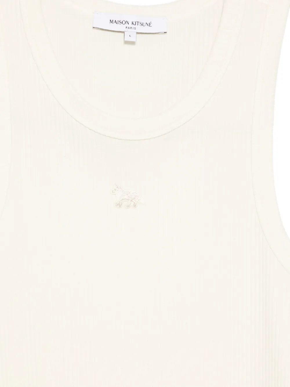 Maison Kitsuné Geribbelde tanktop met borduurwerk Wit