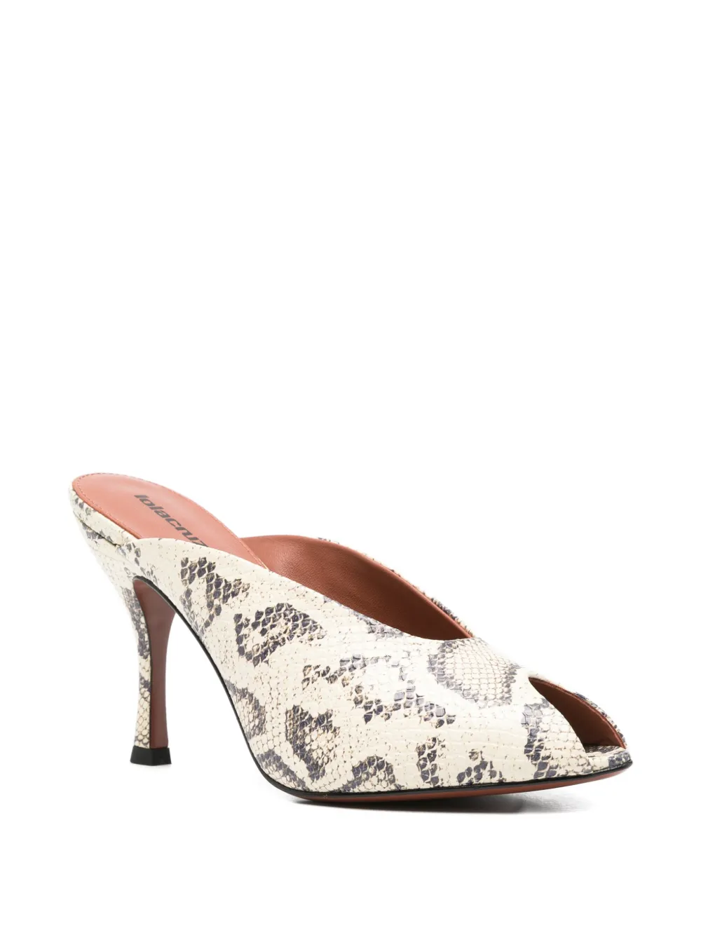 Lola Cruz Muiltjes met slanger-effect Beige