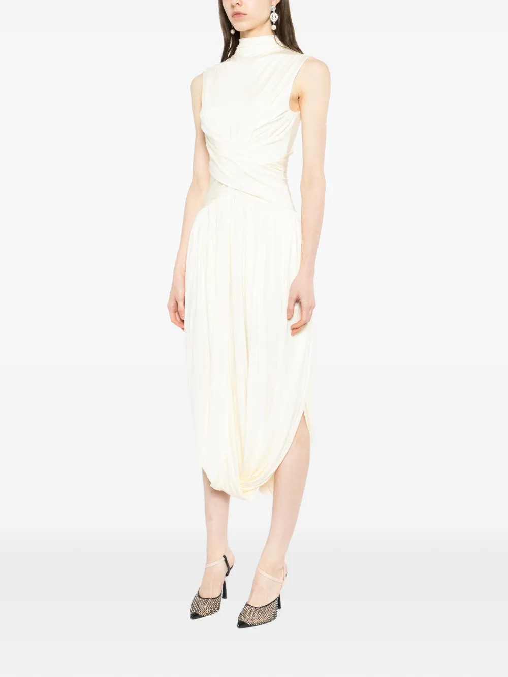 Self-Portrait Midi-wikkeljurk Beige