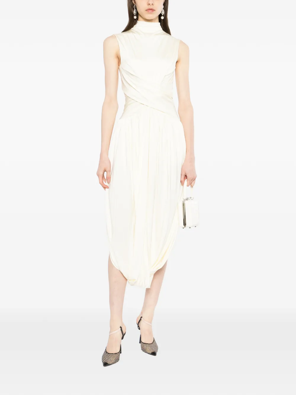 Self-Portrait Midi-wikkeljurk Beige