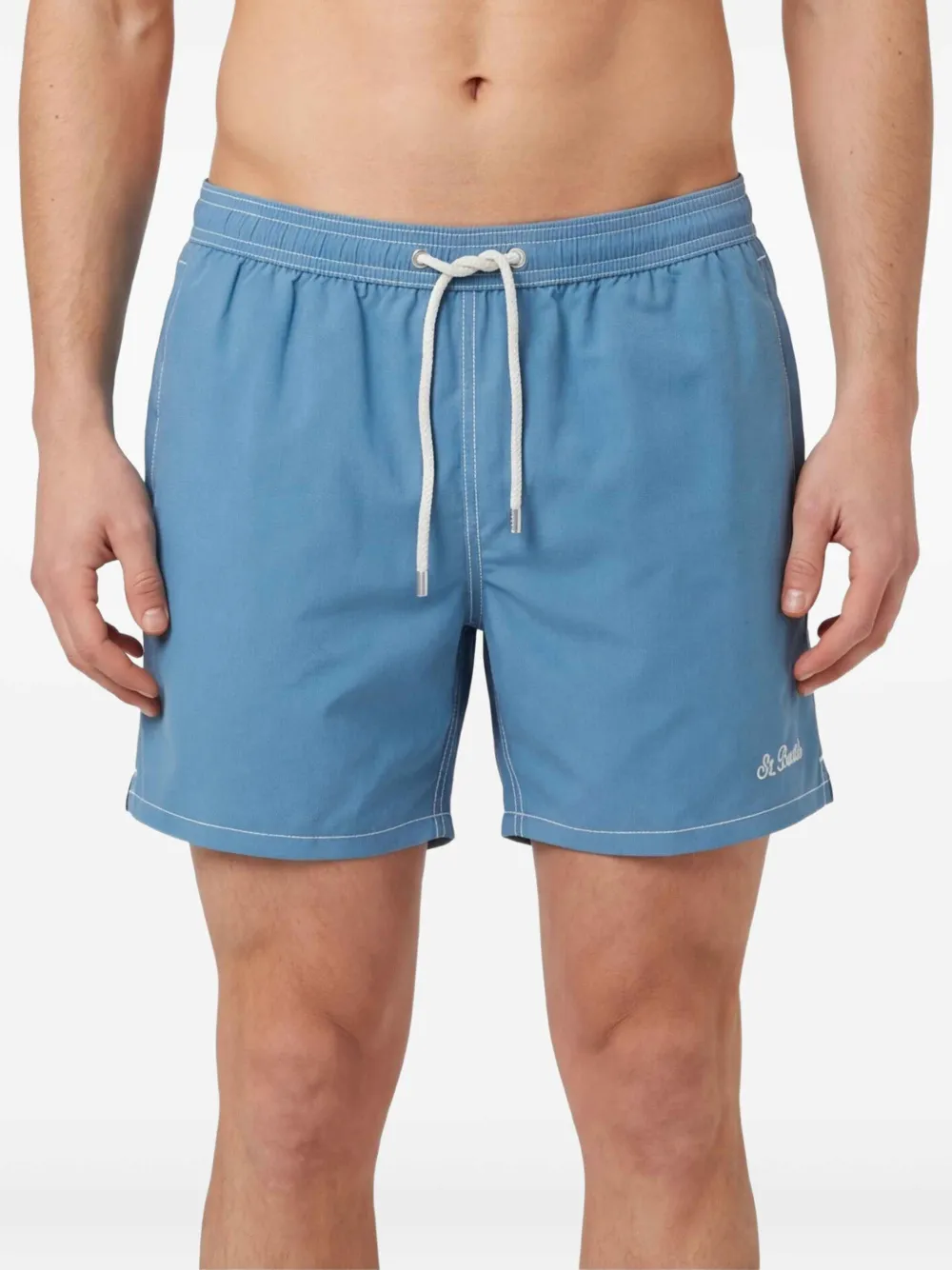 MC2 Saint Barth Zwembroek met trekkoordtaille en contrasterende stiksels Blauw