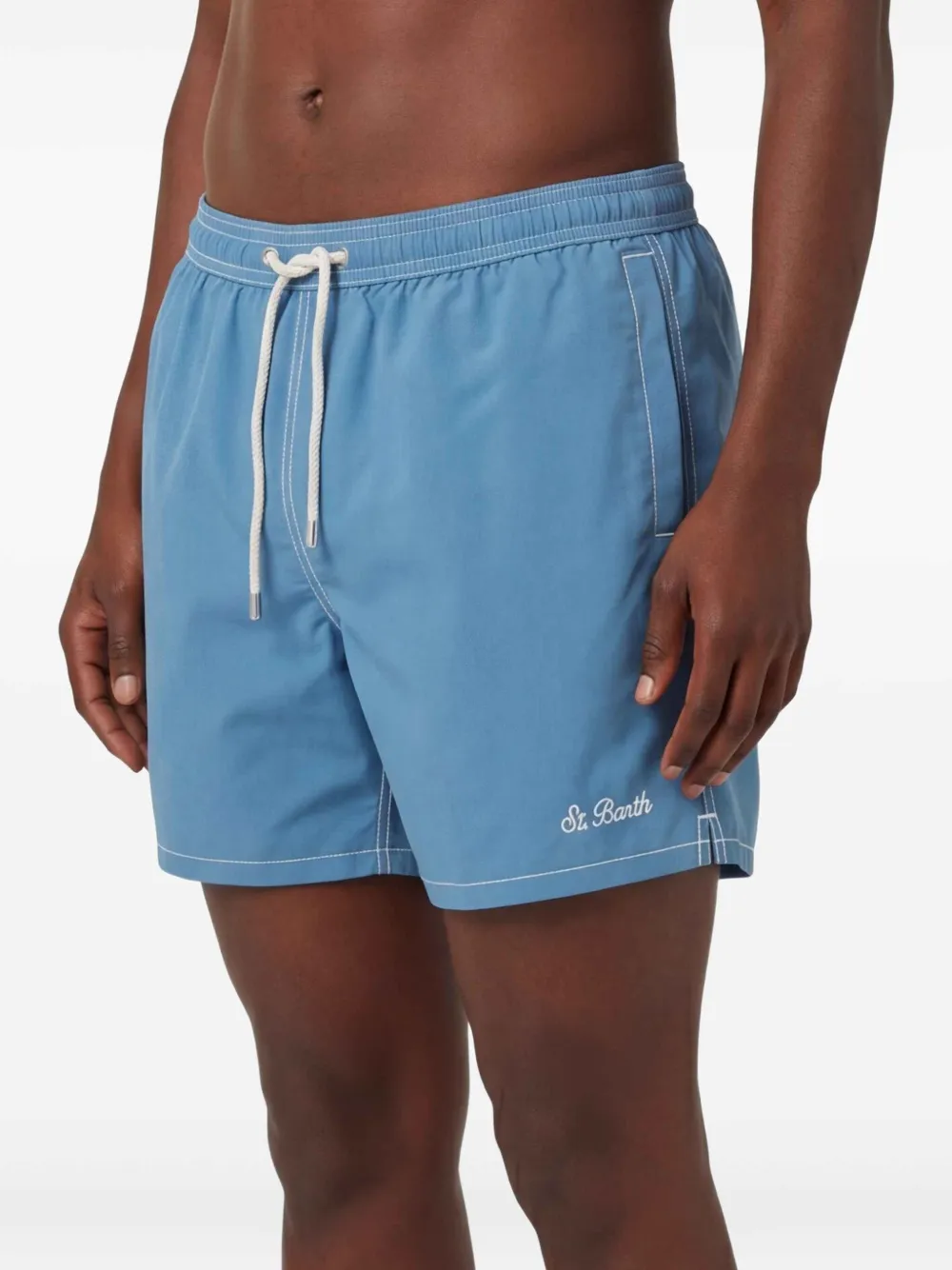MC2 Saint Barth Zwembroek met trekkoordtaille en contrasterende stiksels Blauw