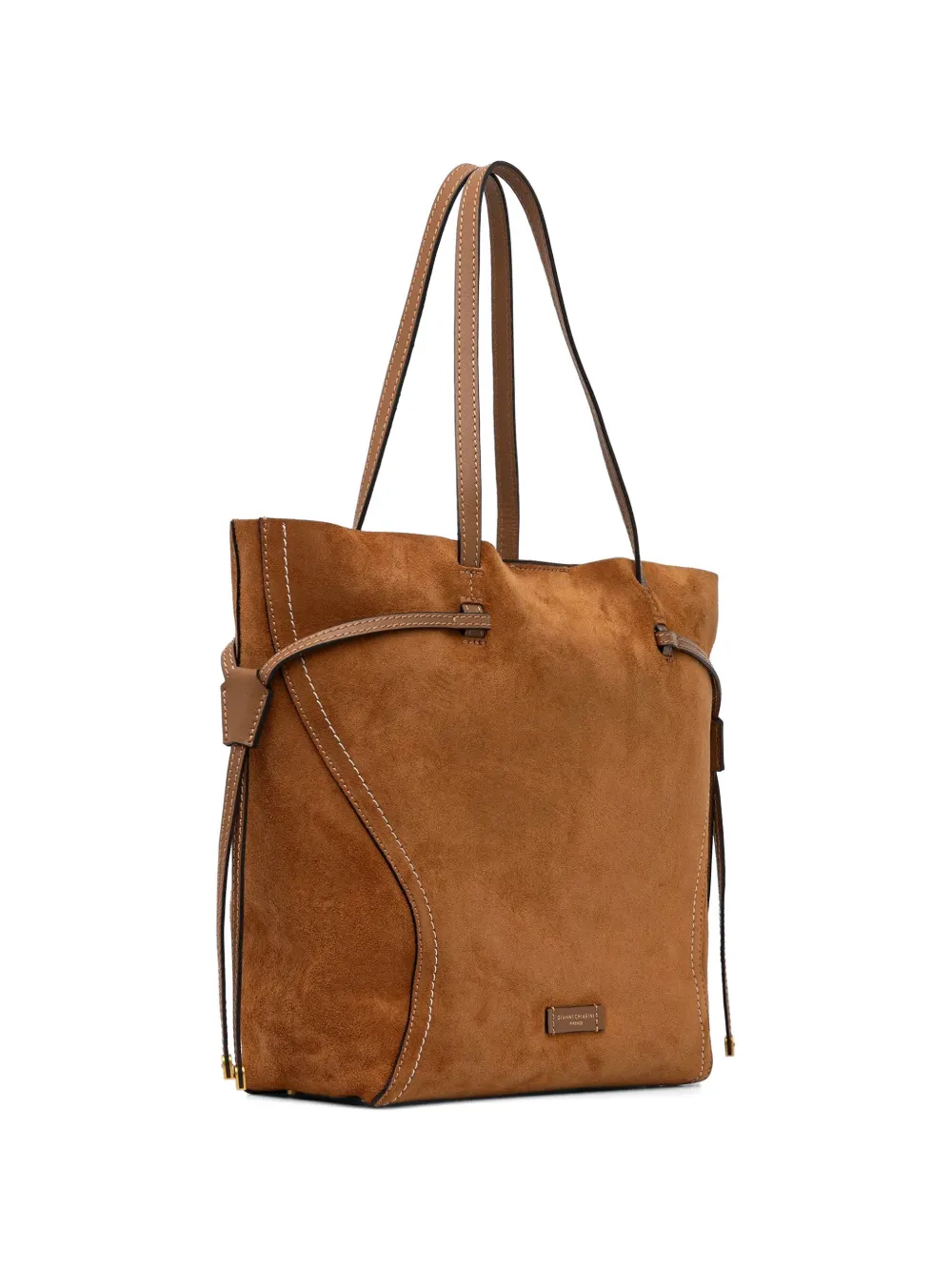 GIANNI CHIARINI Suède shopper met trekkoord Bruin