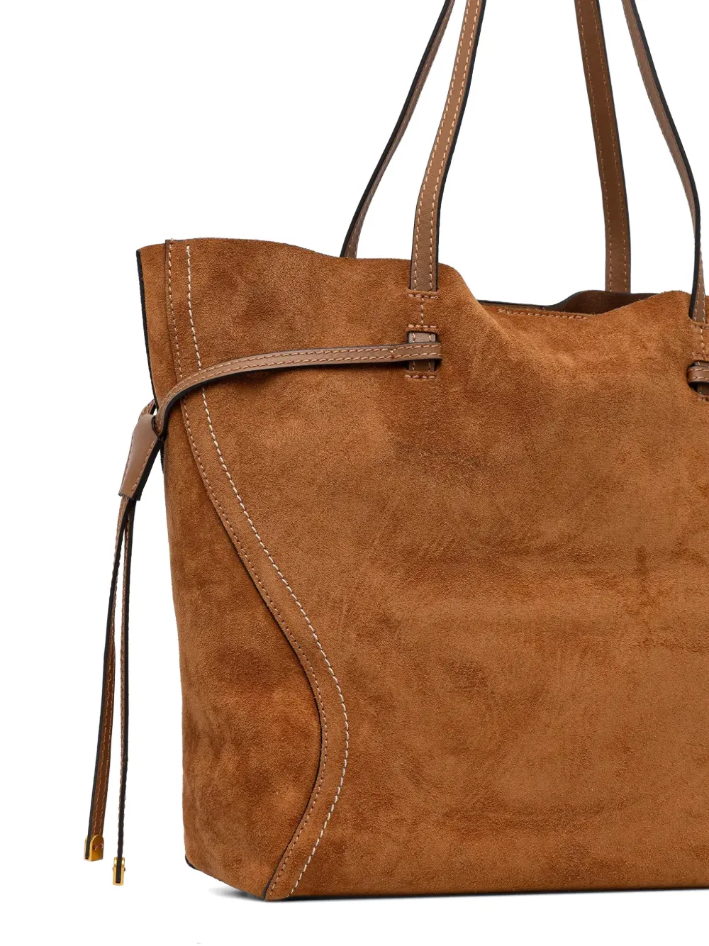GIANNI CHIARINI Suède shopper met trekkoord Bruin
