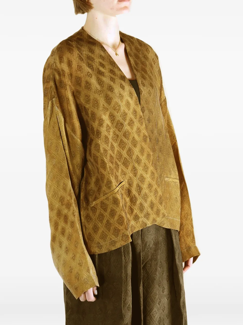 Uma Wang Klarke jack met diamantprint Bruin