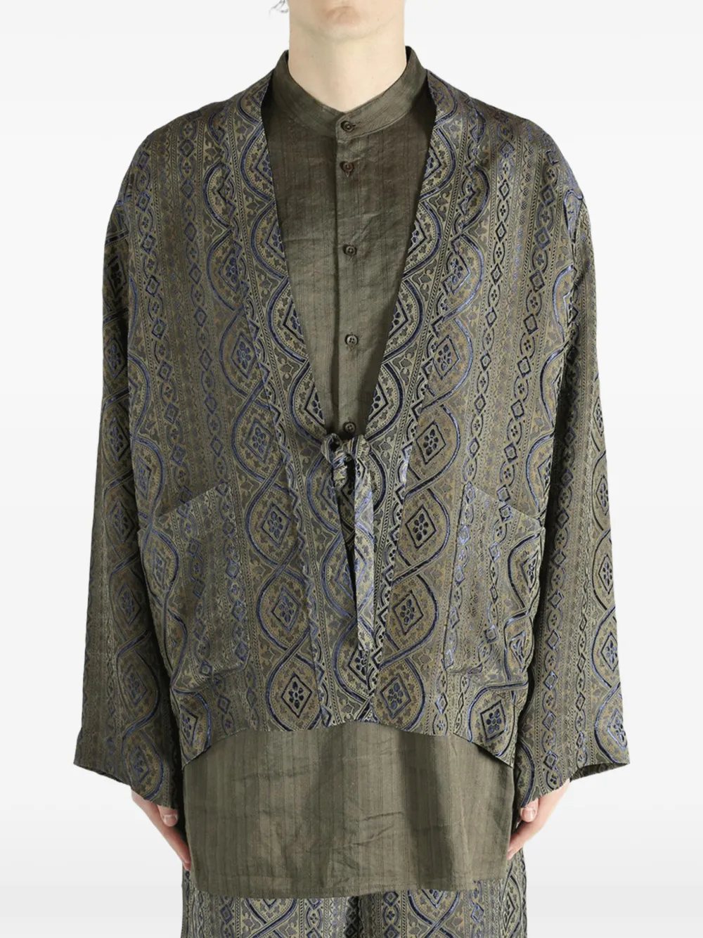  Uma Wang Juno Patterned Jacket - Blue 