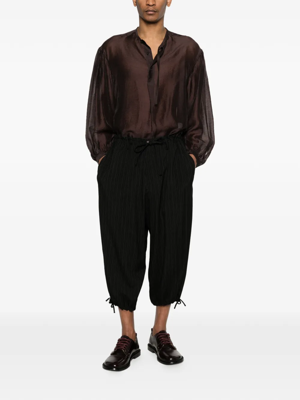 Yohji Yamamoto Gestreepte broek Zwart