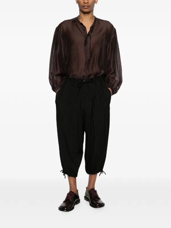 Yohji Yamamoto ストライプパンツ | ブラック | FARFETCH JP