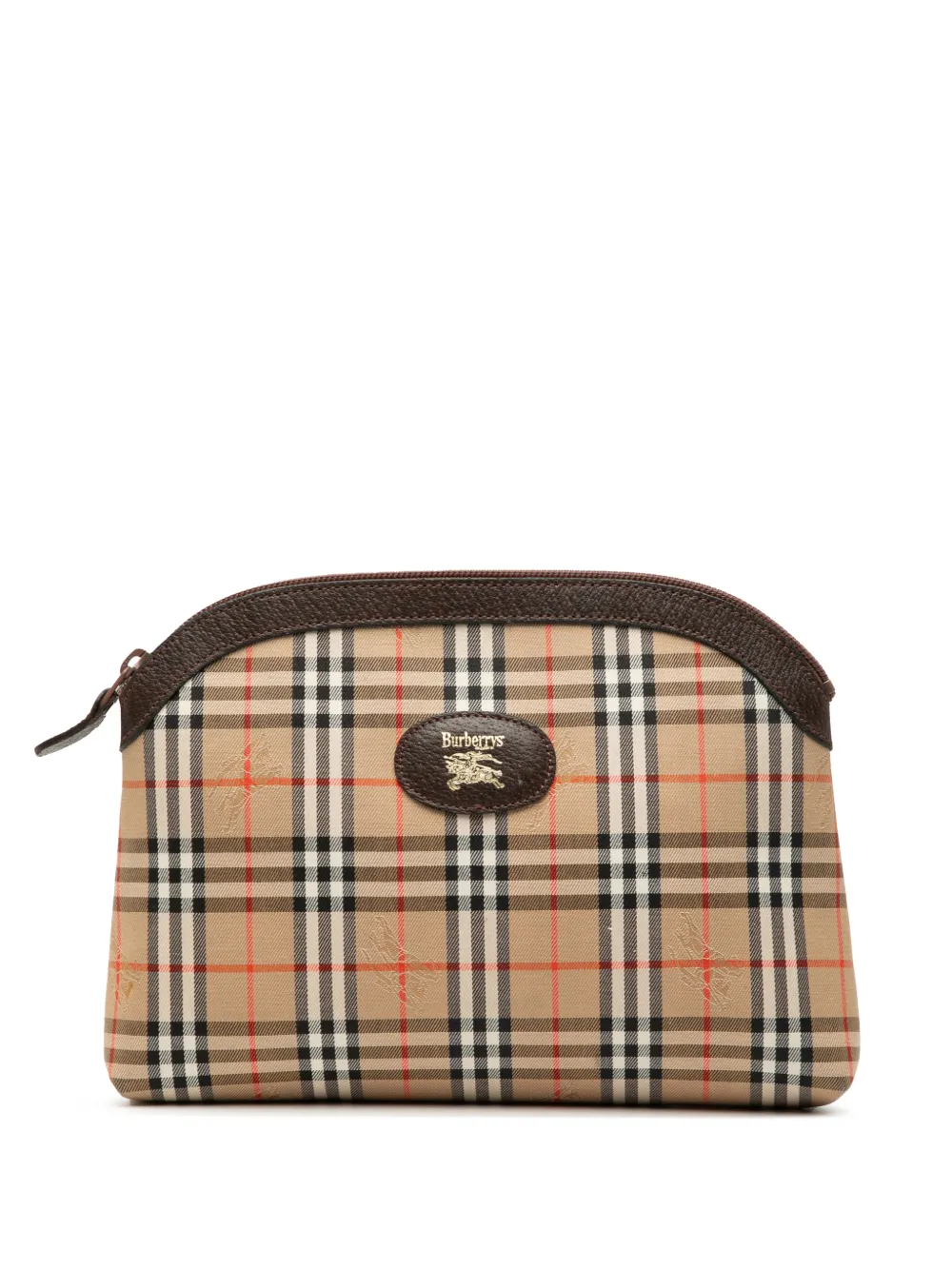 Burberry Pre-Owned Clutch in tela con motivo Haymarket Check XX secolo - Marrone