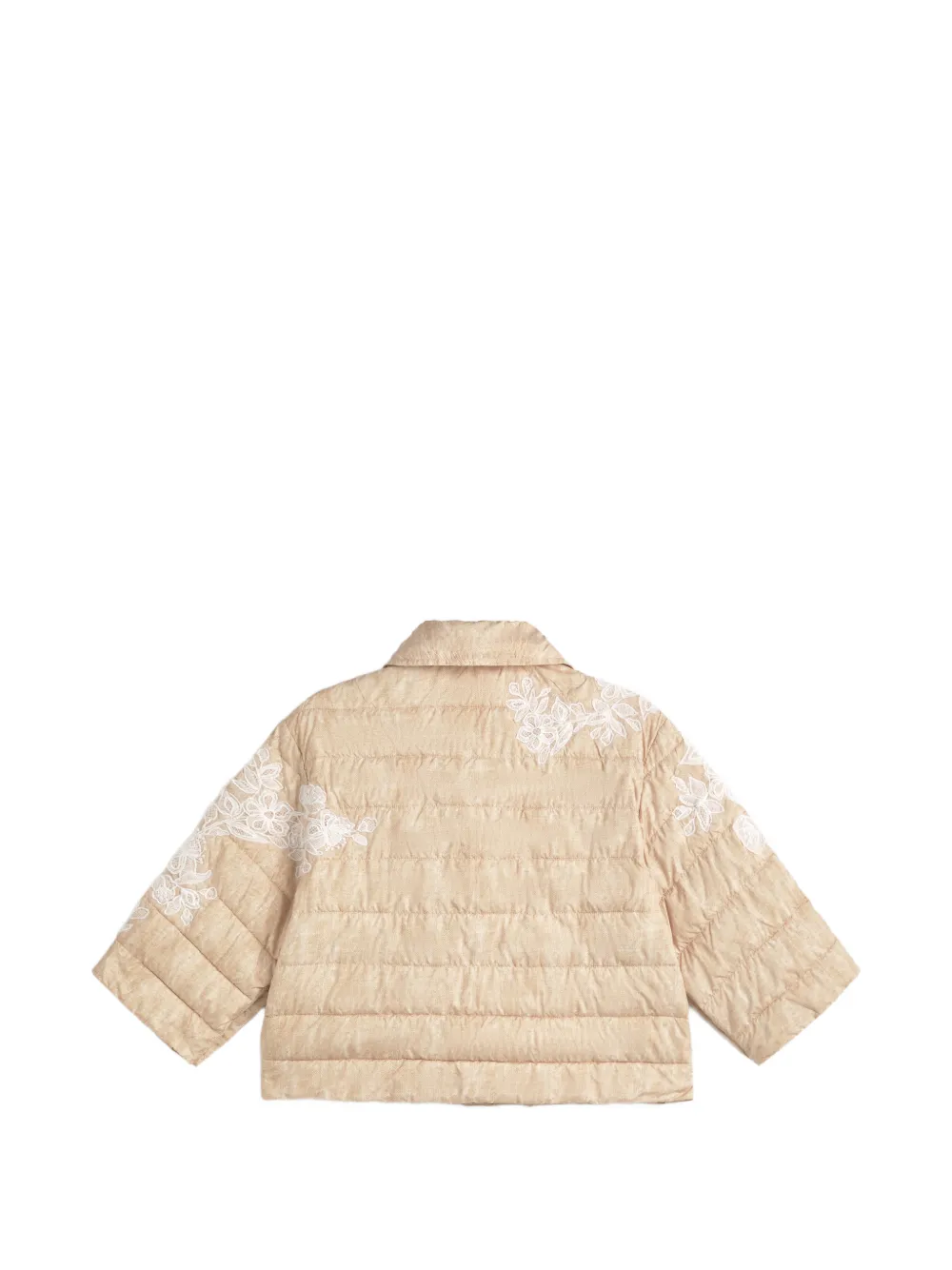  Ermanno Firenze Floral-embroidered Quilted Jacket - Neutrals 