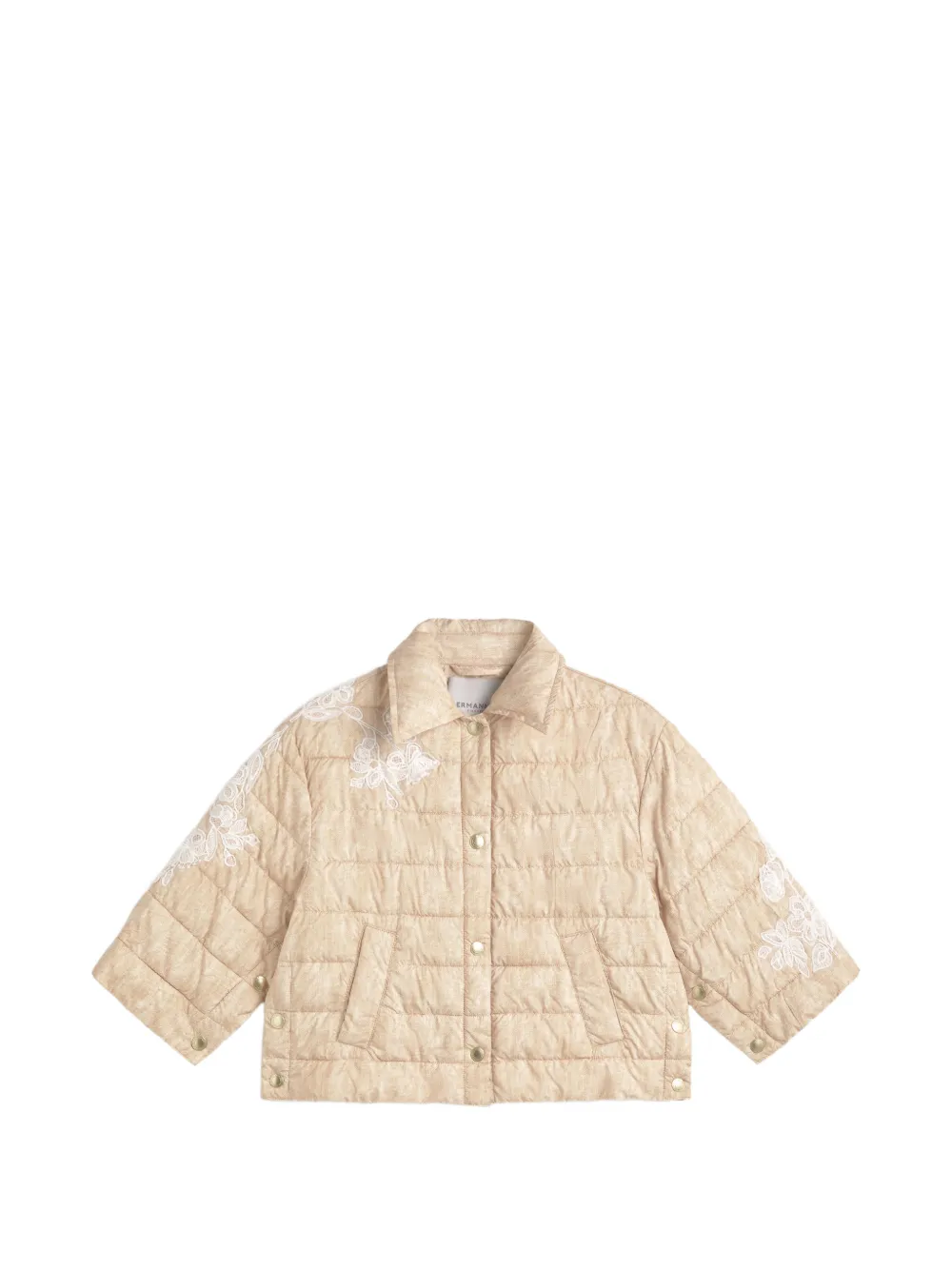 ERMANNO FIRENZE floral-embroidered quilted jacket - Toni neutri