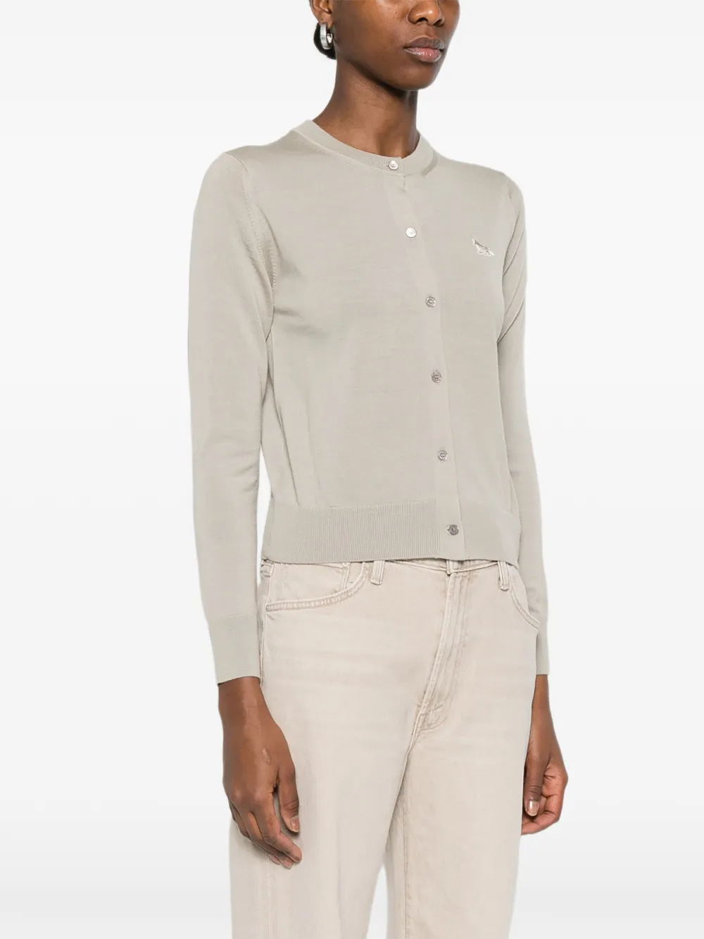  Maison Kitsuné Fox Motif Buttoned Cardigan - Grey 
