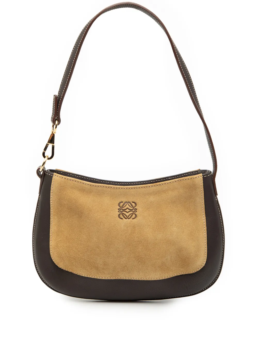 Loewe Pre-Owned 20th Century Anagram Suede and Calfskin shoulder bag - Marrone