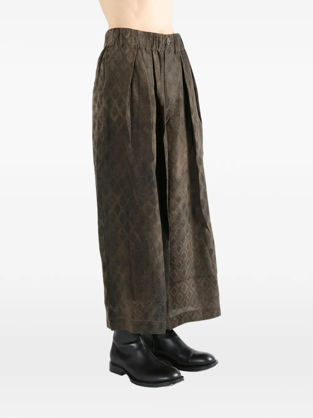  Uma Wang Pleated Pattern Trousers - Brown 