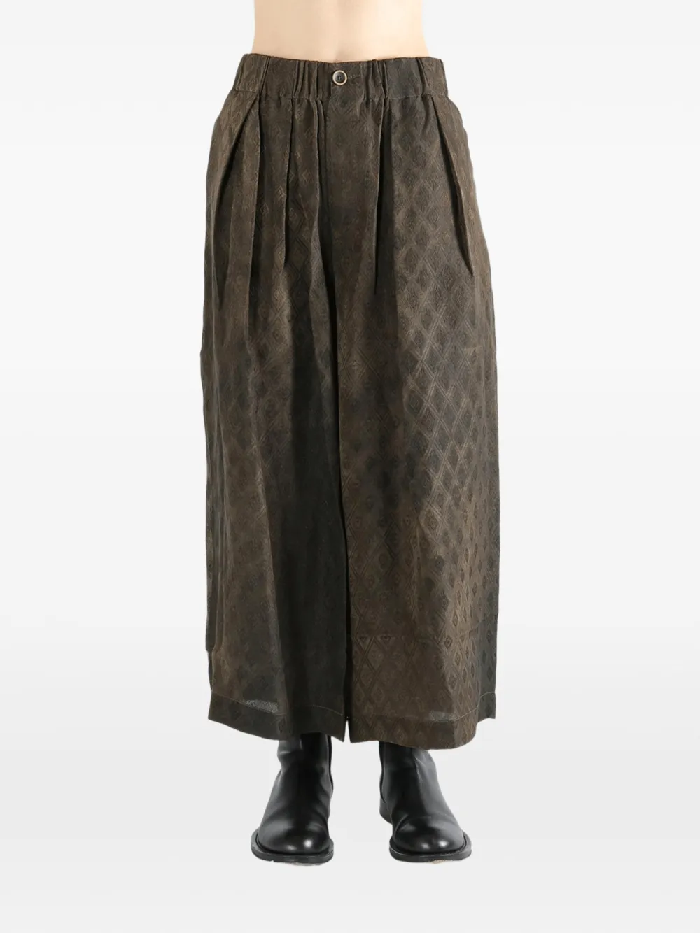  Uma Wang Pleated Pattern Trousers - Brown 