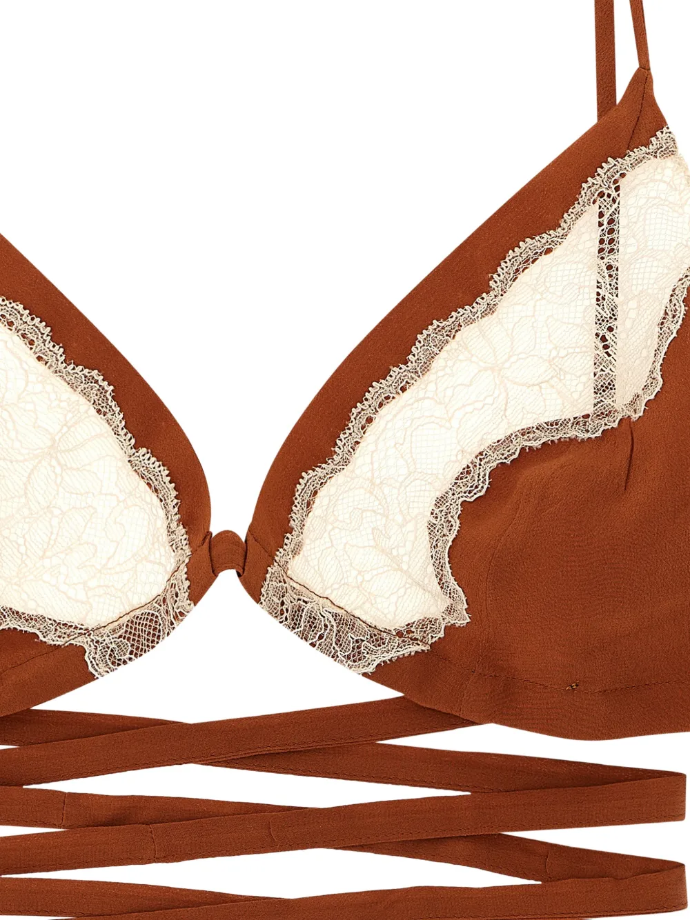  Jejia Lace Insert Silk Bra - Brown 