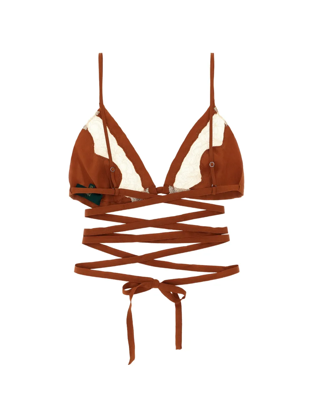  Jejia Lace Insert Silk Bra - Brown 