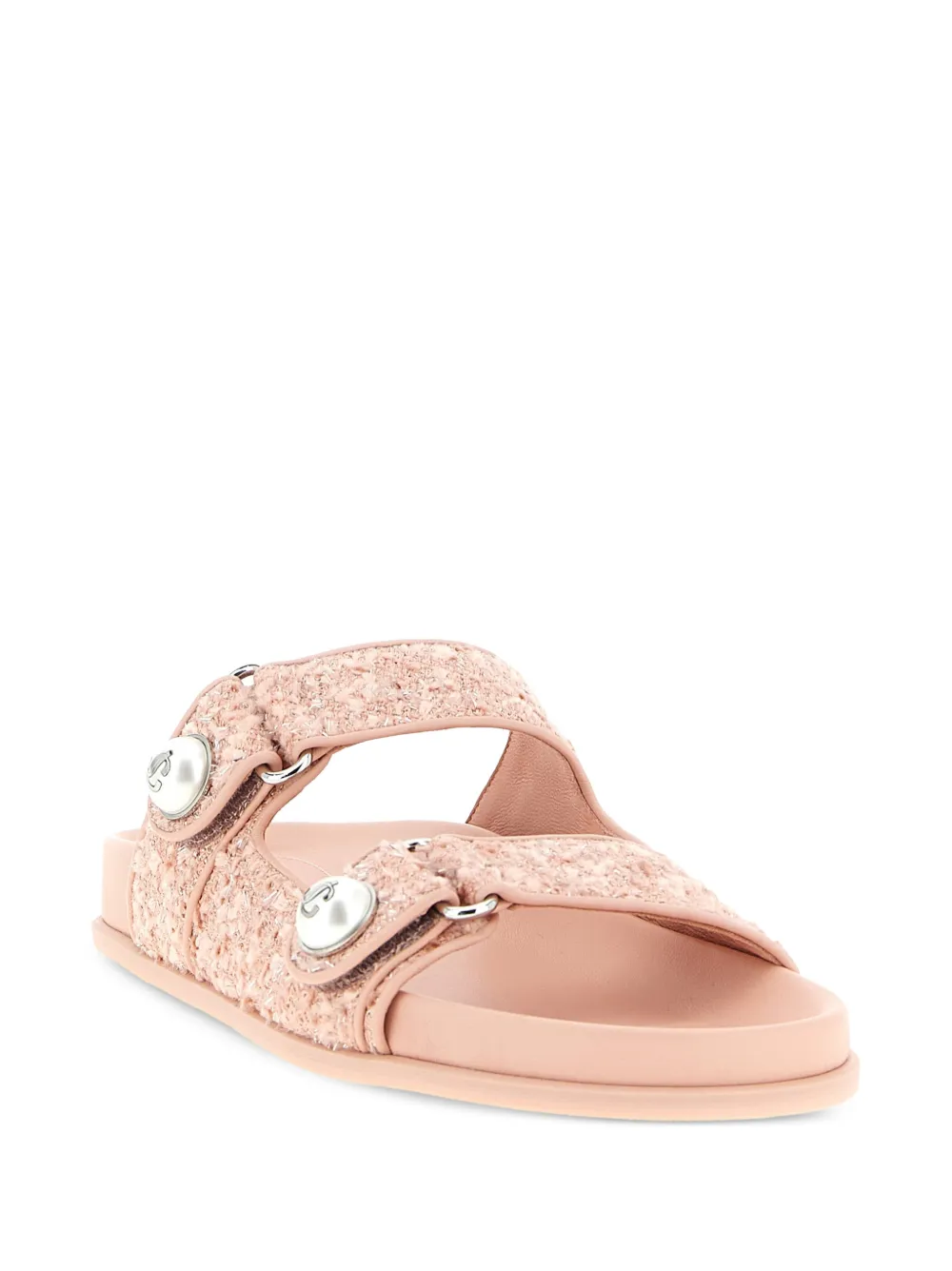 Jimmy Choo tweed pearl Fayence sandals Roze