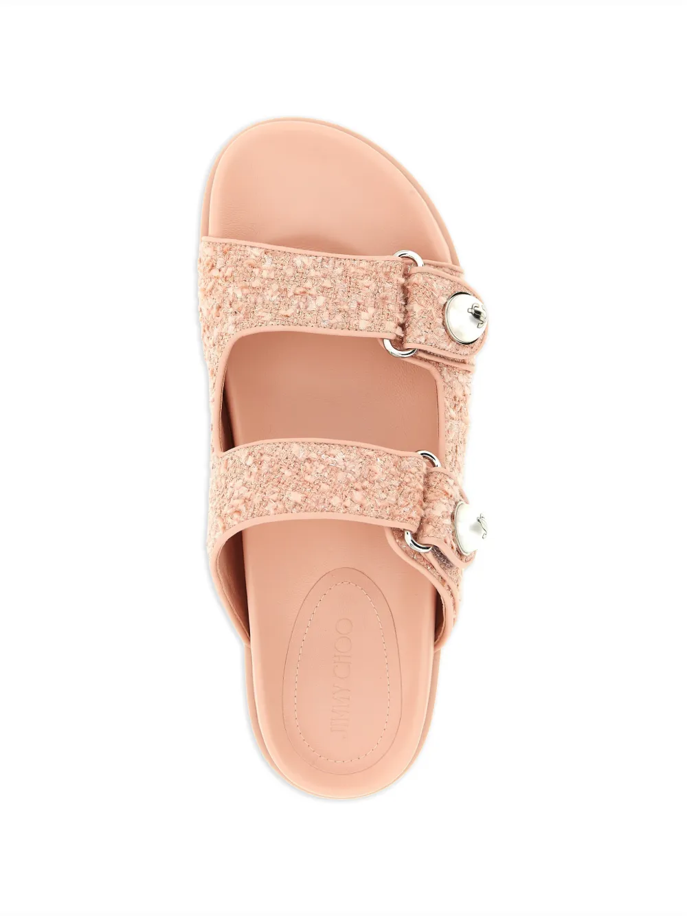 Jimmy Choo tweed pearl Fayence sandals Roze