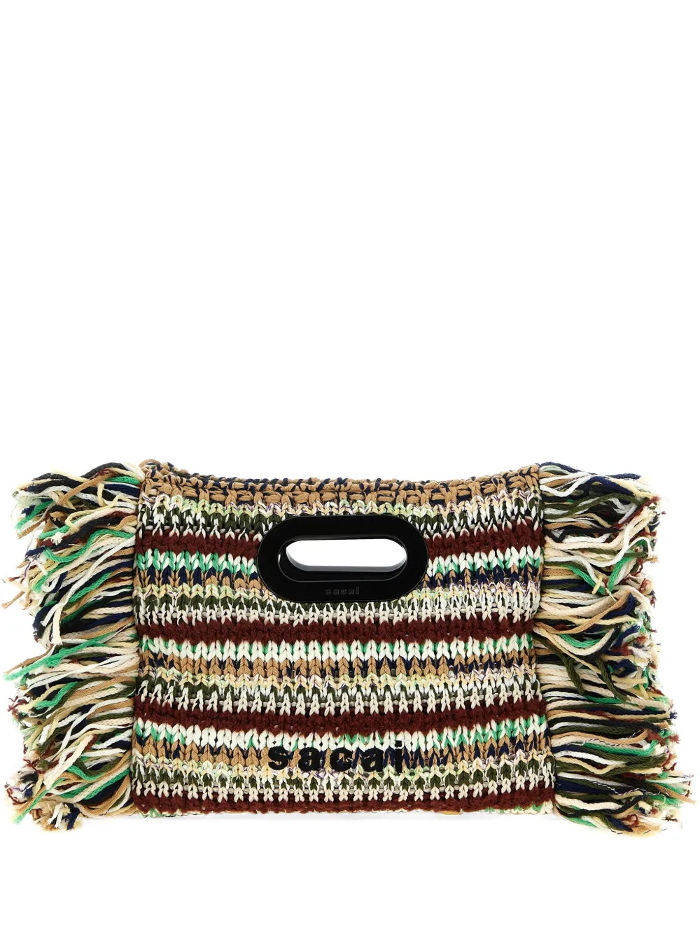sacai small fringe shopping bag - Marrone