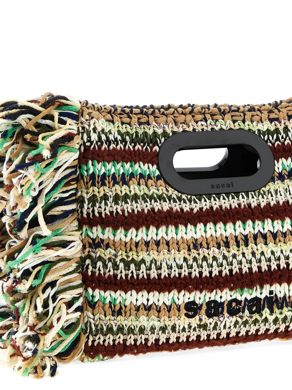 sacai Kleine shopper met franje Beige