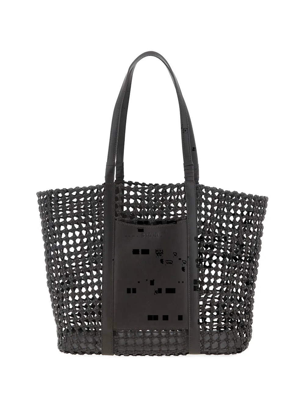 STAUD hand-woven embossed logo getaway shopping bag - Marrone