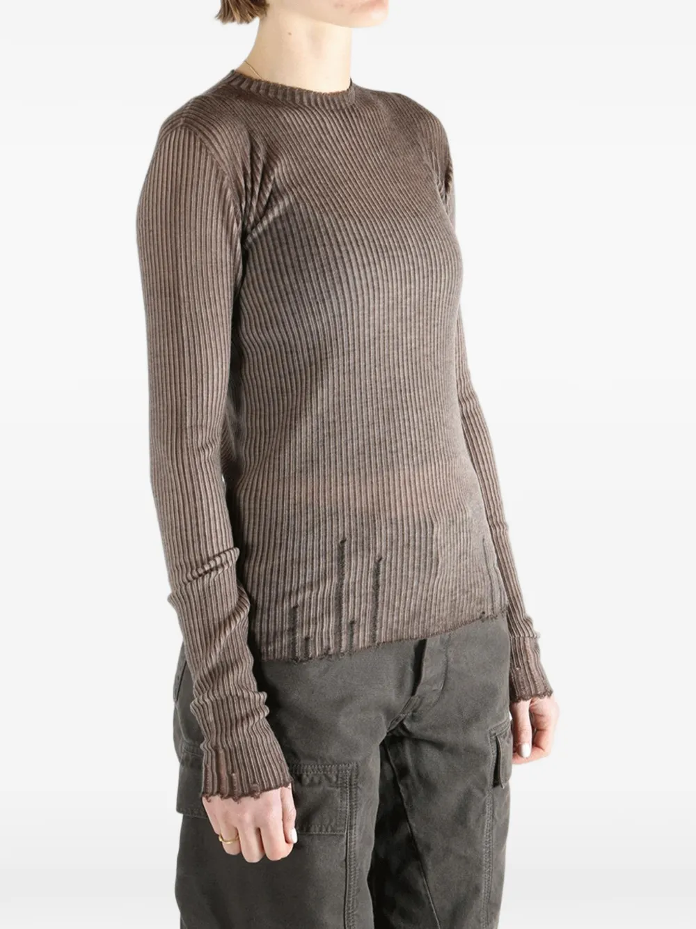  Uma Wang Ribbed Long-sleeves Top - Brown 