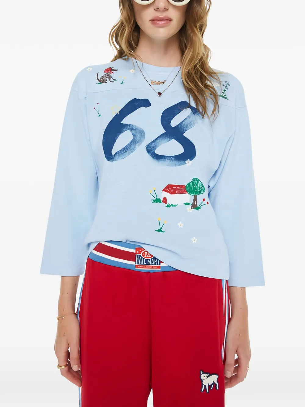 MOTHER The Footballer embroidered jersey - Blu