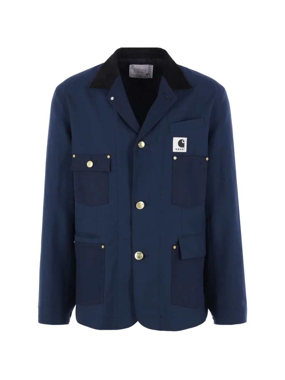sacai x Carhartt Wip corduroy collar pocket jacket - Blu
