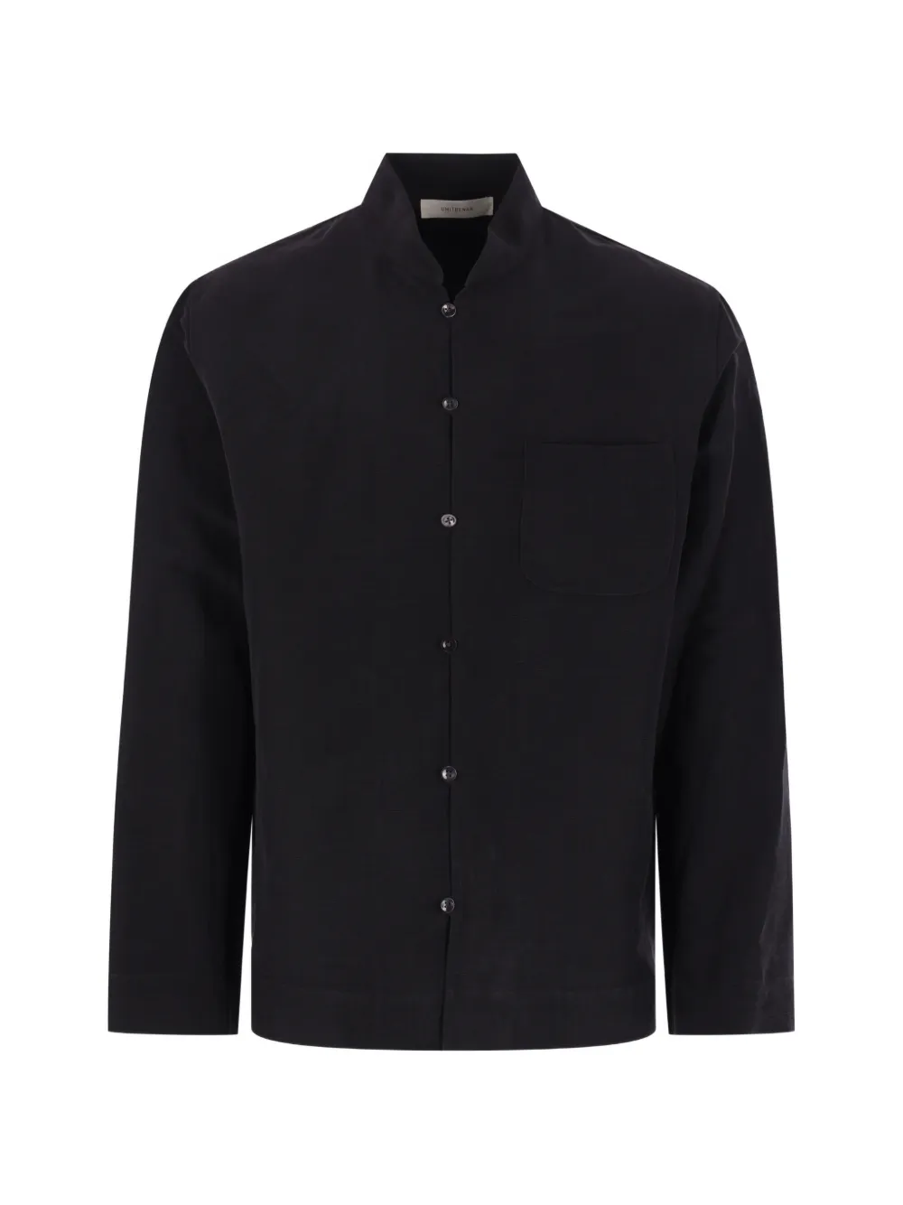 Umit Benan band-collar chest-pocket shirt - Nero