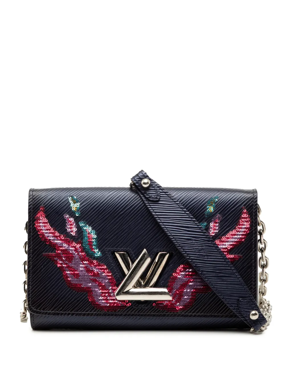 Louis Vuitton Pre-Owned Borsa a tracolla Twist in pelle Epi Flames con paillettes e catena 2017 - Blu