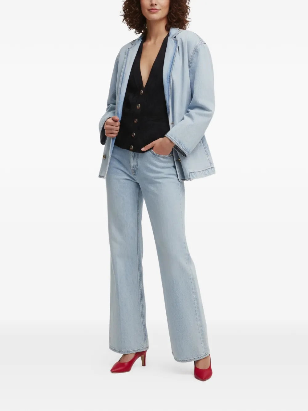  Blazé Milano Cory Double-breasted Pocket Jacket - Blue 