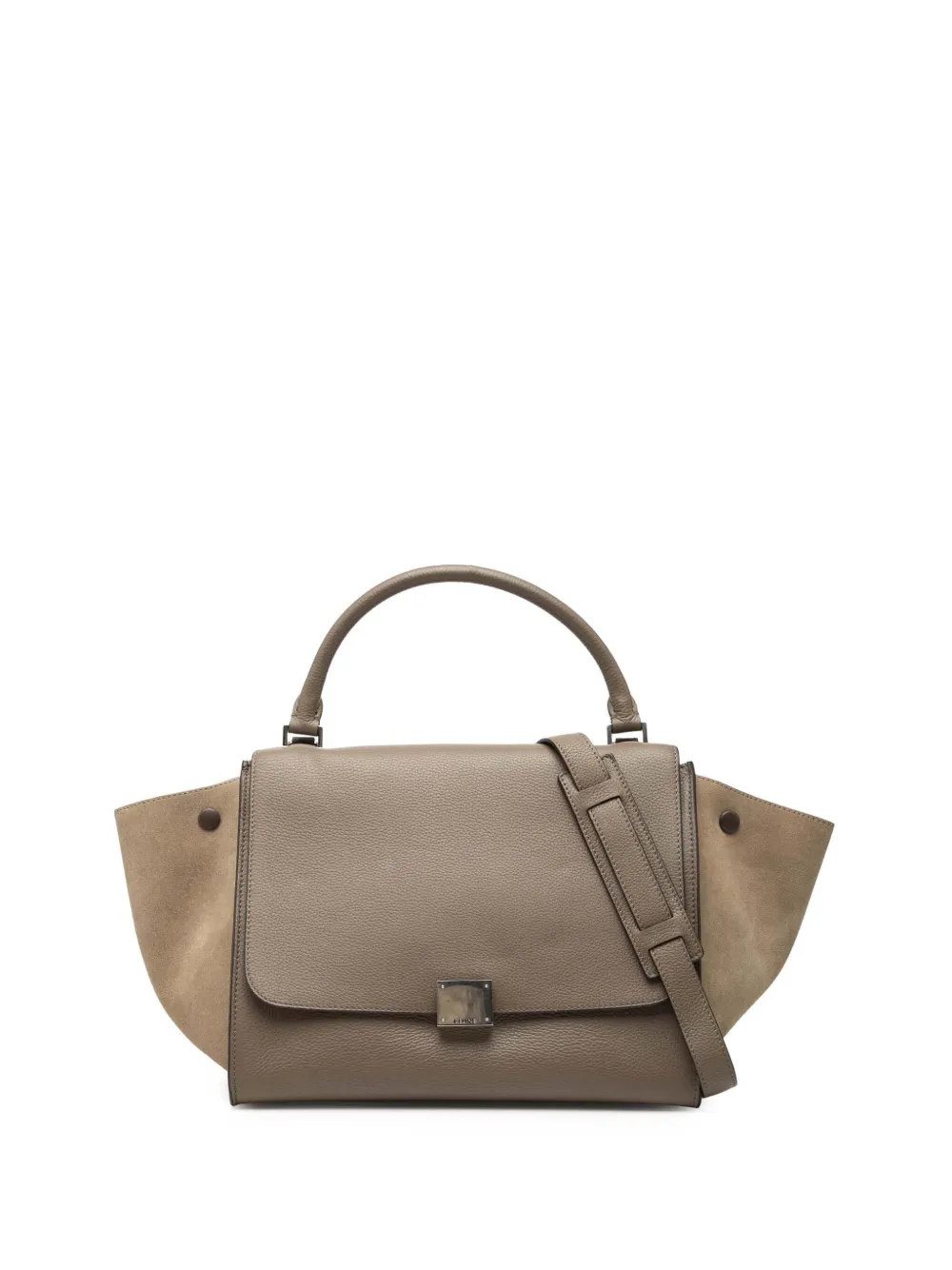 Celine Pre-Owned 2013 Medium Bicolor Calfskin and Suede Trapeze satchel - Marrone