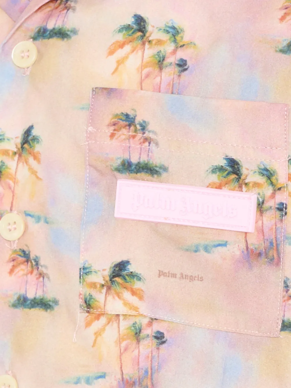 Palm Angels Kids Shirt met palmbomen en zak Roze