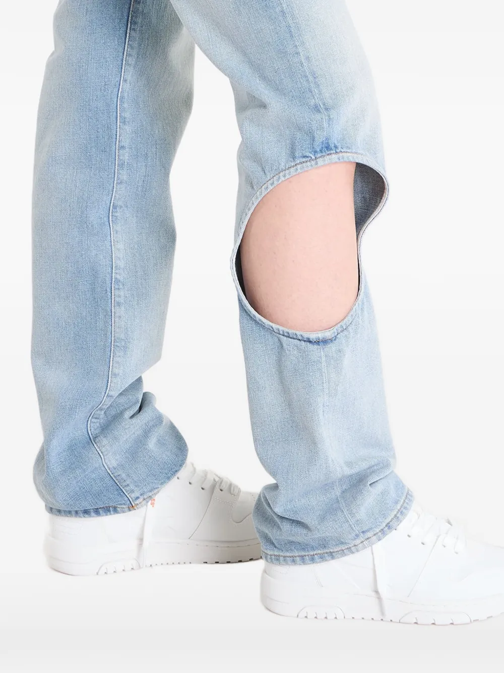  Off-white Vaqueros Rectos Con Aberturas - Azul 