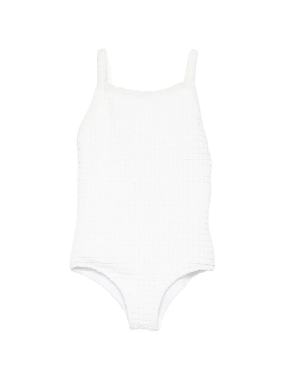 Douuod Kids' Bow-detail Textured Swimsuit In White