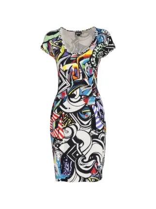 graffiti mini dress Artistic Graffiti Floral Summer Mini Dress