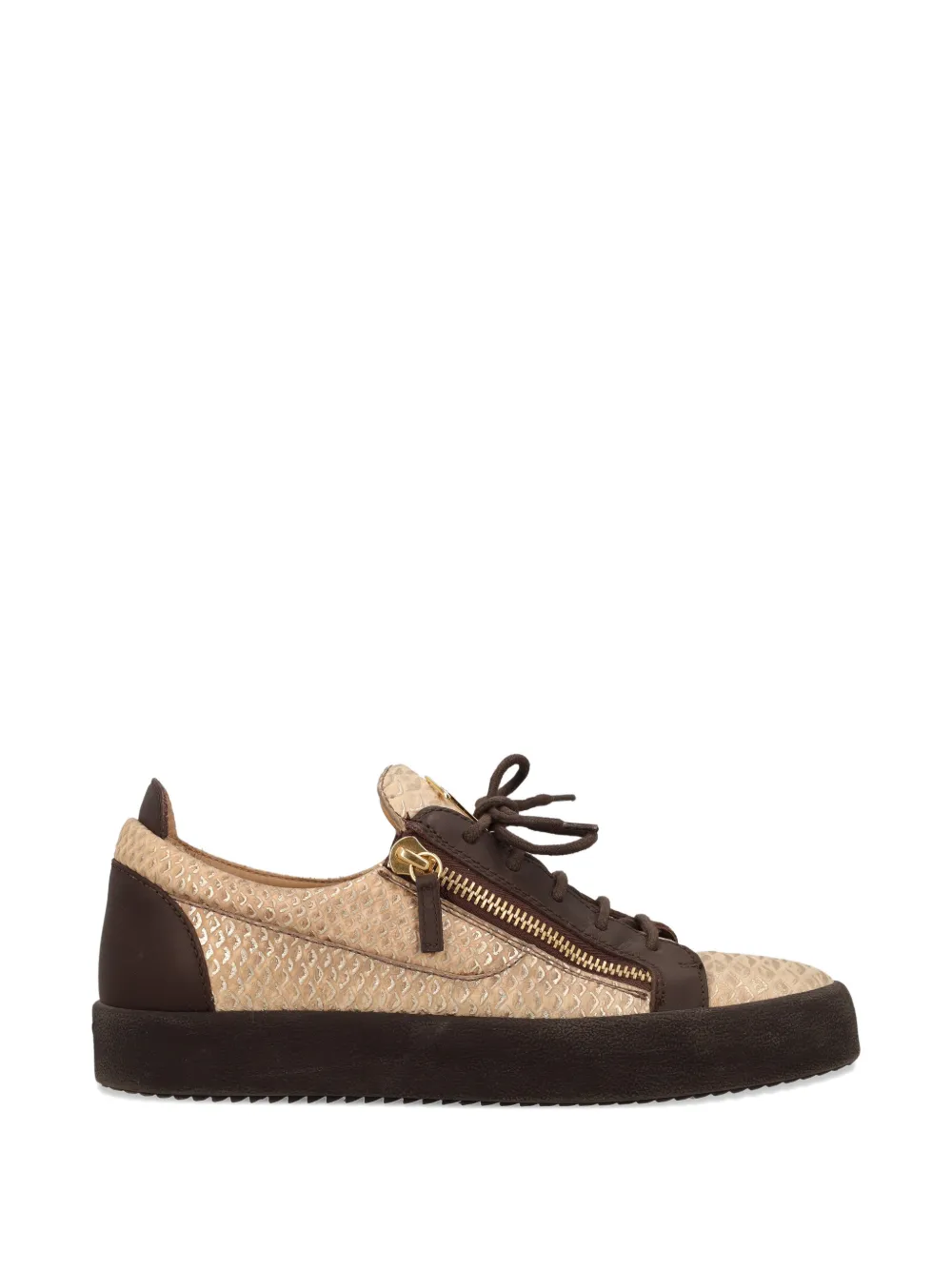 Giuseppe Zanotti Vintage snake-effect zip sneakers - Nude