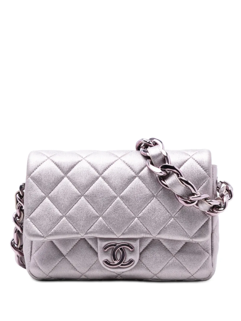 CHANEL Pre-Owned 2021-2025 CC Quilted Metallic Lambskin Single Flap shoulder bag - Rosa