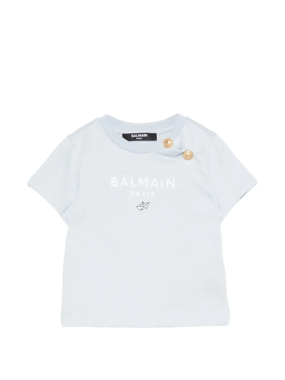 Balmain Kids button detail T-shirt - Blu