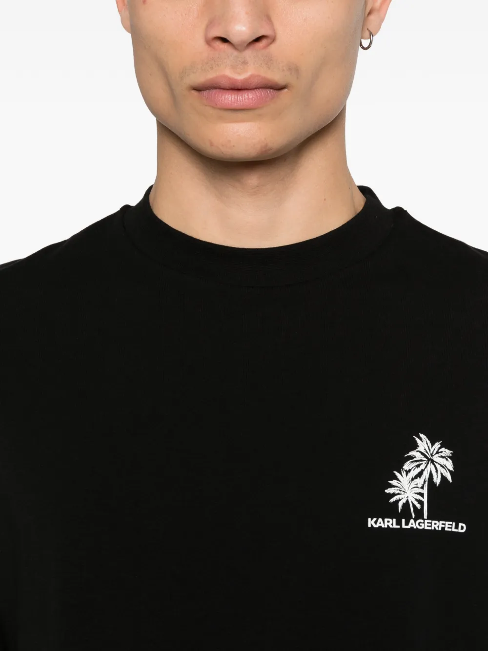 Karl Lagerfeld T-shirt met palmboom Zwart