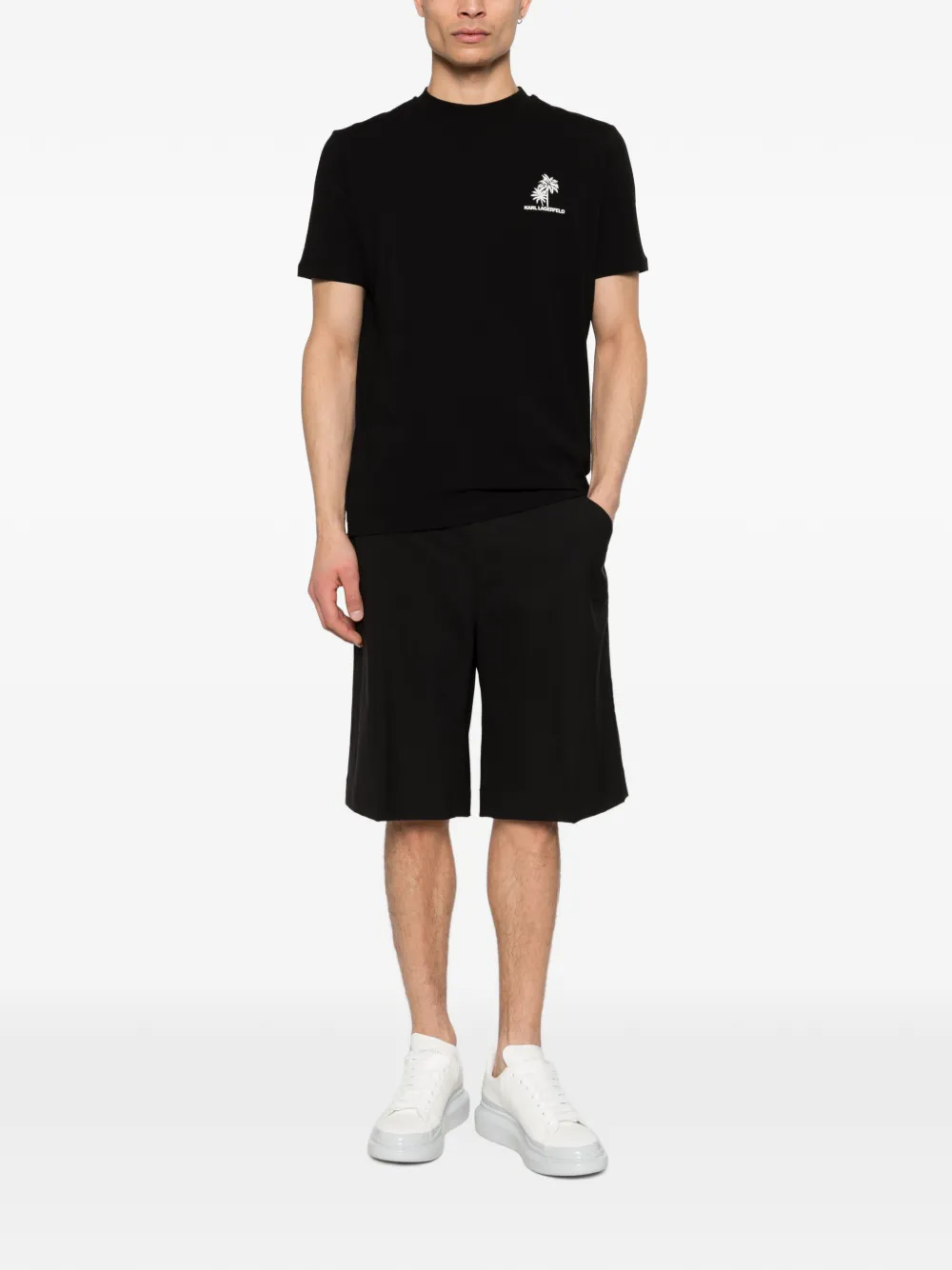 Karl Lagerfeld T-shirt met palmboom Zwart