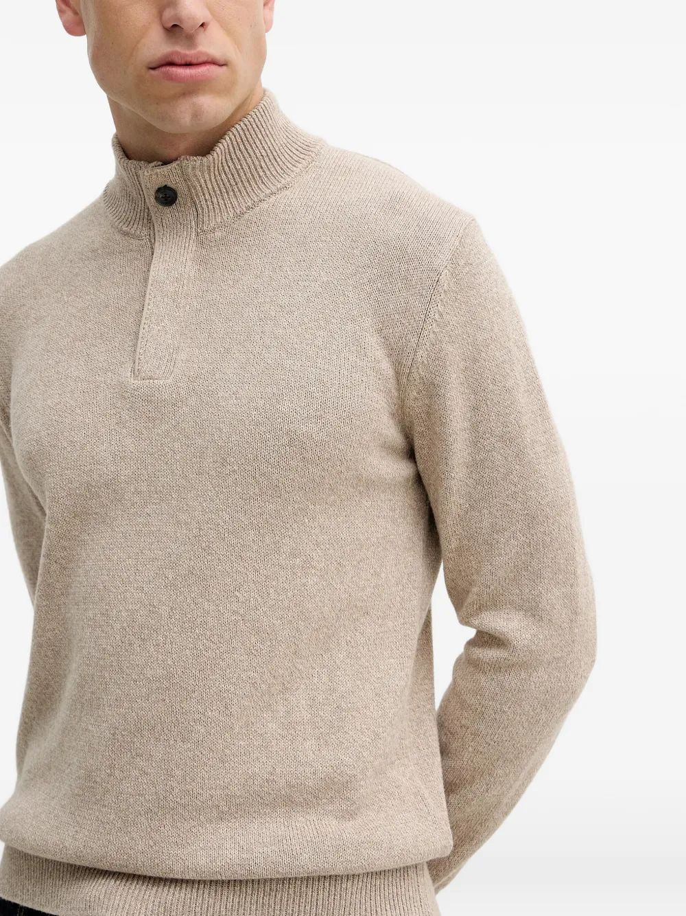 Hackett London Trui met halve rits Beige