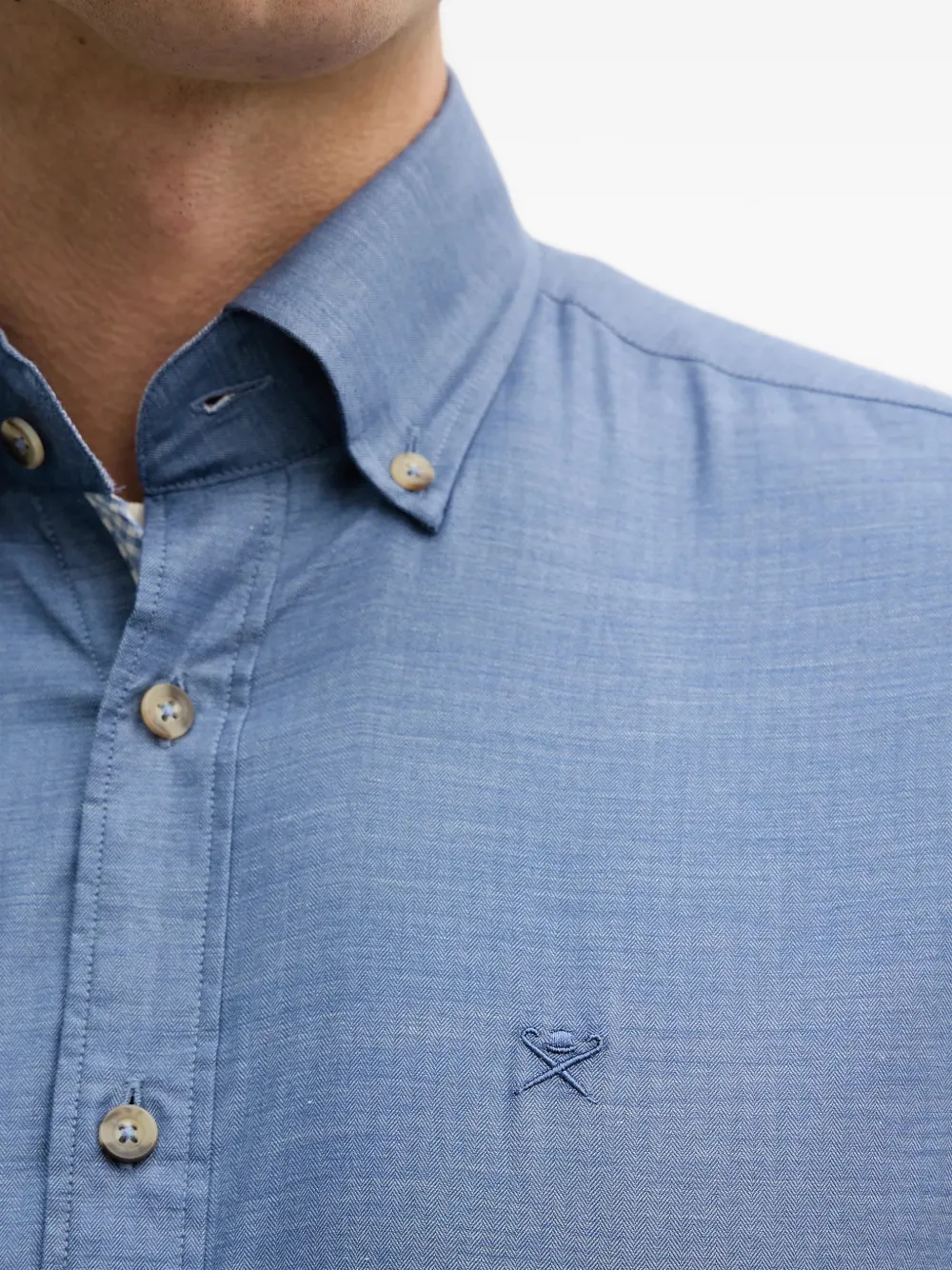 Hackett London Overhemd met knoopsluiting en geborduurd logo Blauw