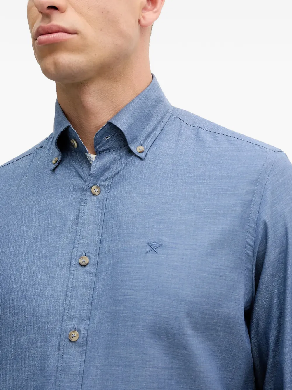 Hackett London Overhemd met knoopsluiting en geborduurd logo Blauw