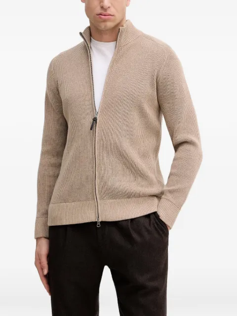 Hackett ribbed zip cardigan