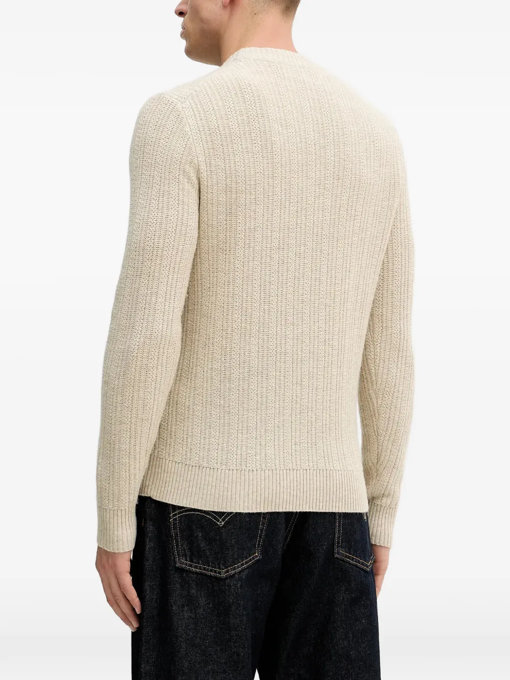  Hackett Ribbed Crew-neck Sweater - Neutrals 