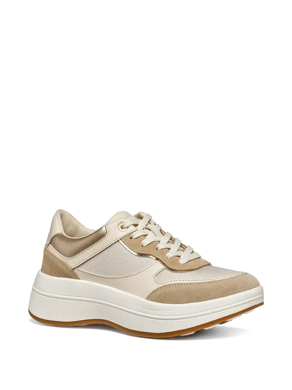Geox Spherica Ecub-3 sneakers met metallic vlak Beige