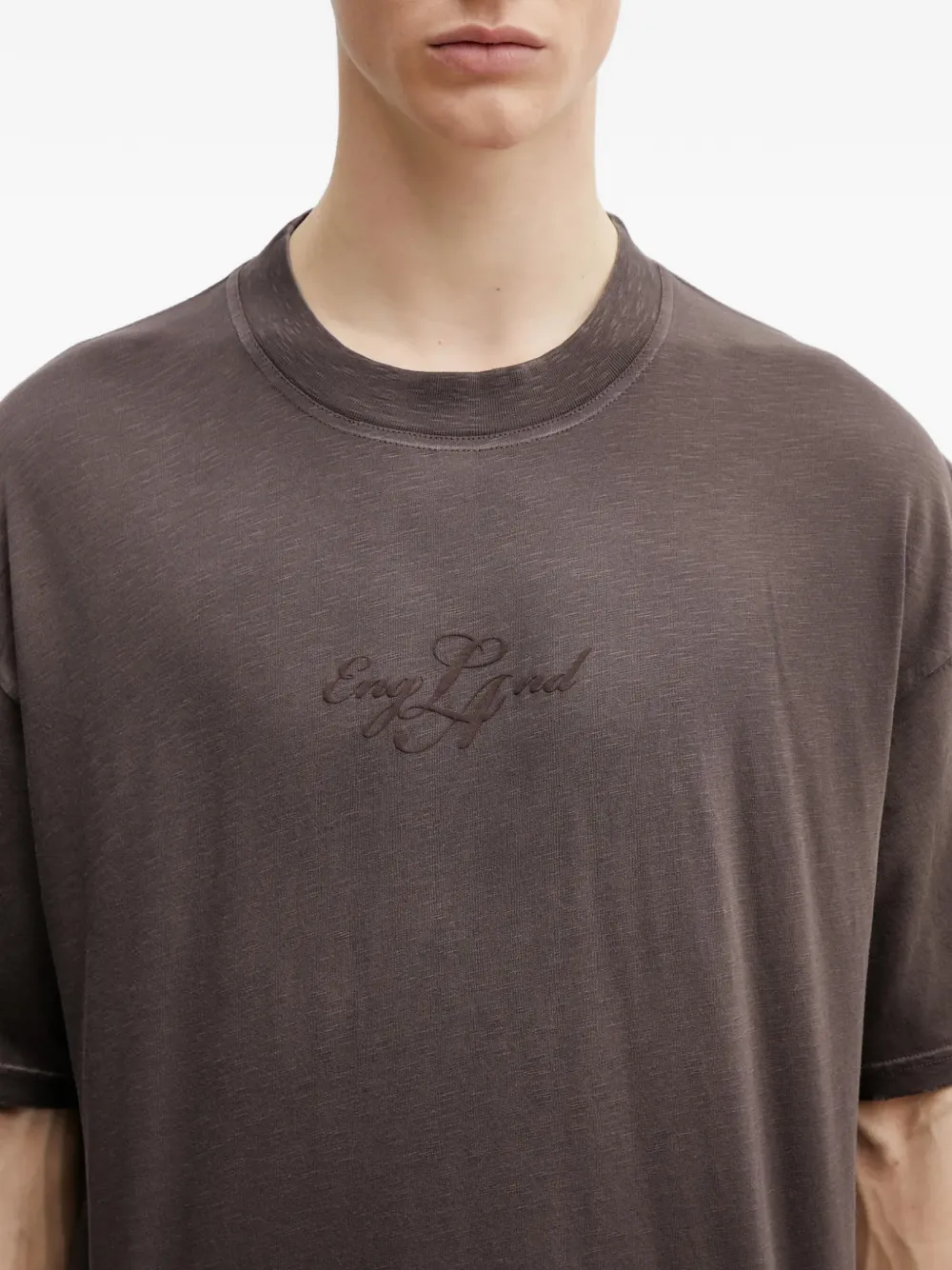 Represent T-shirt met geborduurd logo Bruin