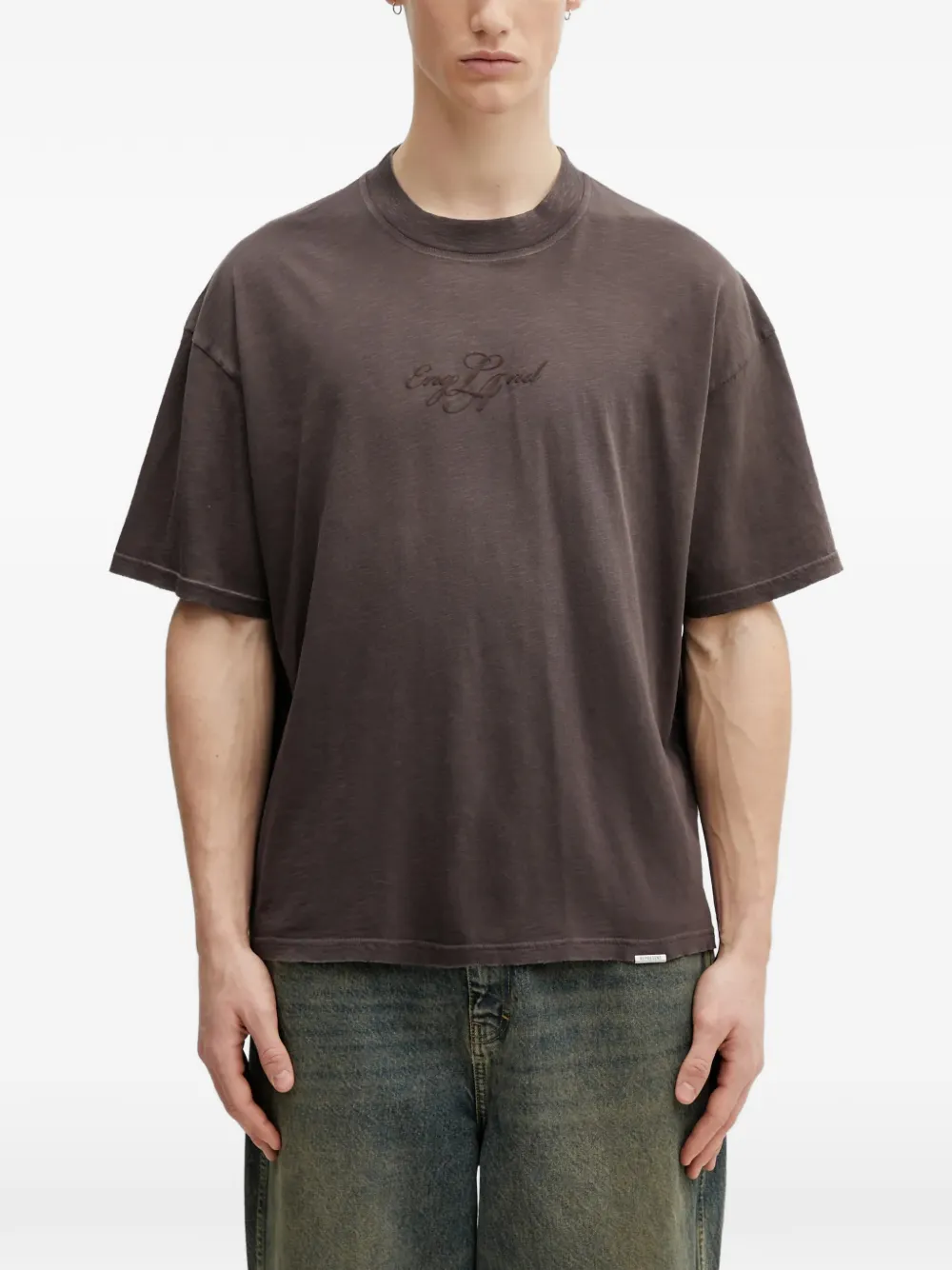 Represent logo-embroidered short-sleeve T-shirt - Marrone